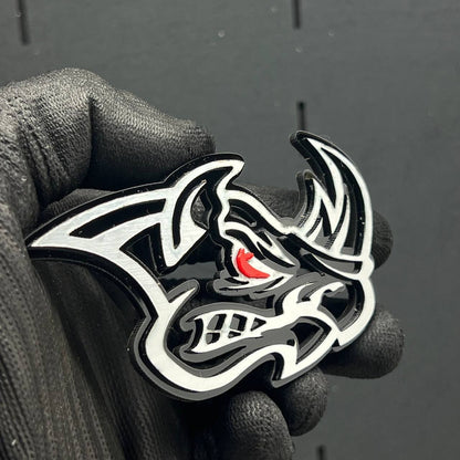 2PCS Rhino Red Eye Emblems – Angry Aggressive 3D Fender Car & Truck Badges