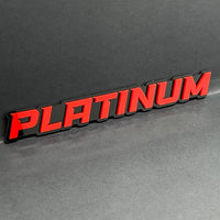 1PC PLATINUM Emblem – Red on Black 3D Acrylic Fender or Tailgate Badge for Car