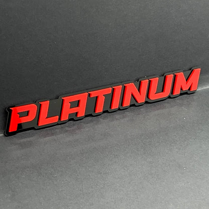 1PC PLATINUM Emblem – Red on Black 3D Acrylic Fender or Tailgate Badge for Car