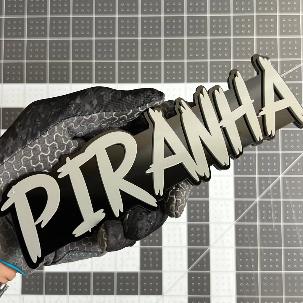 1PCS PIRANHA Emblem – Custom 3D Acrylic Multicolor Car & Truck Badge
