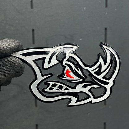 2PCS Rhino Red Eye Emblems – Angry Aggressive 3D Fender Car & Truck Badges