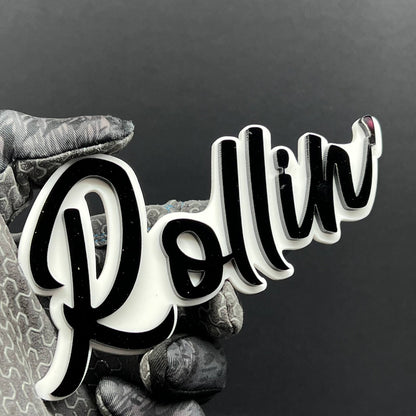 1pcs Rollin 3D Emblem – Multicolor Acrylic Car Badge for Fender & Trunk