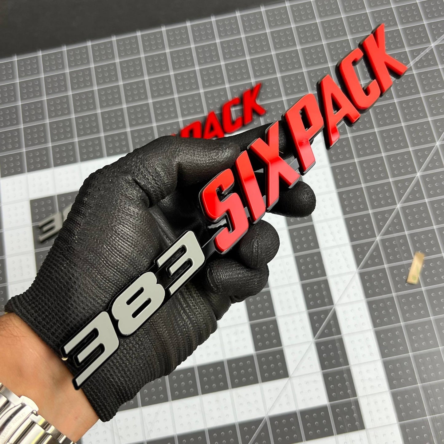 2PCS 383 SIX PACK Side Emblems – Muscle Car Multicolor Fender Badges