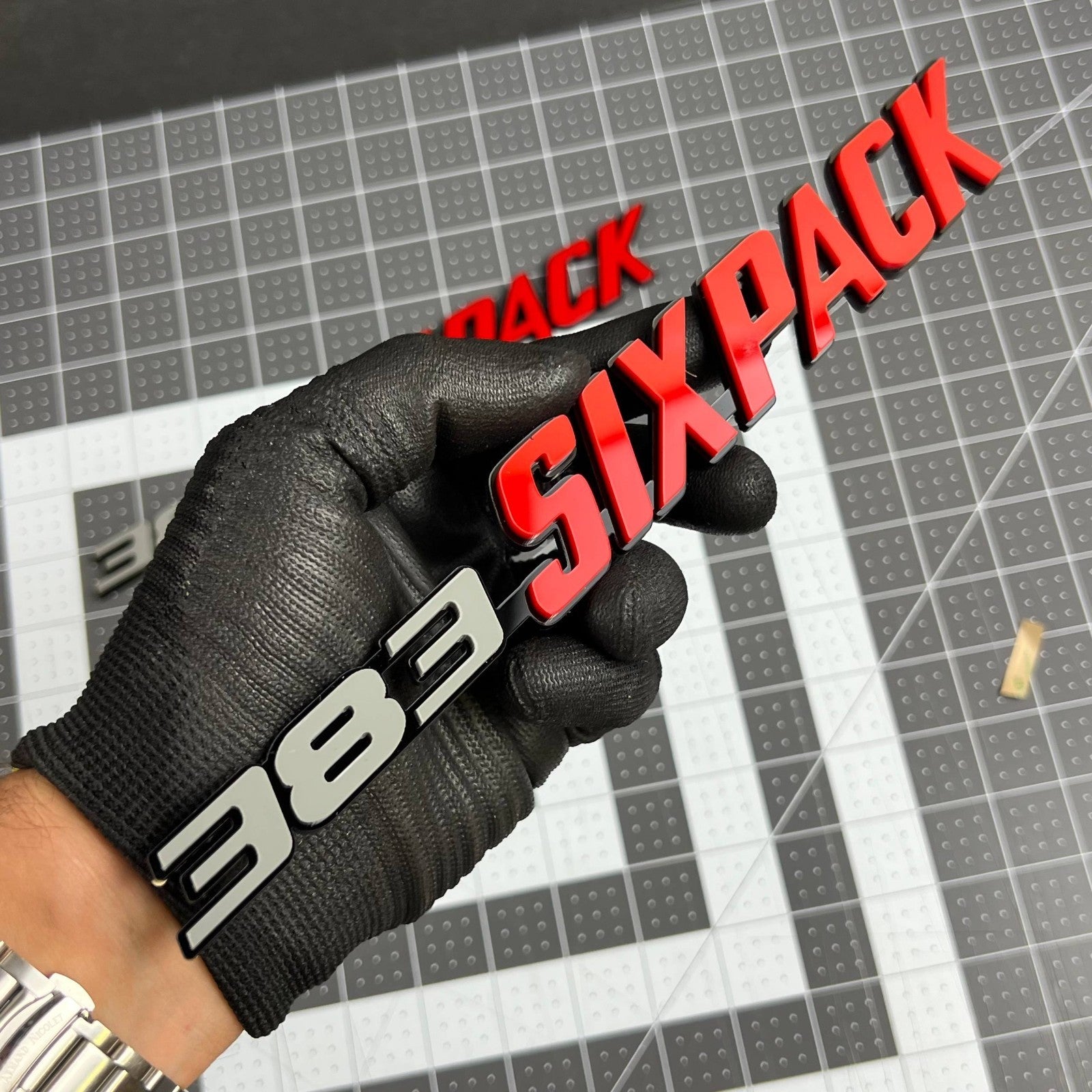 2PCS 383 SIX PACK Side Emblems – Muscle Car Multicolor Fender Badges