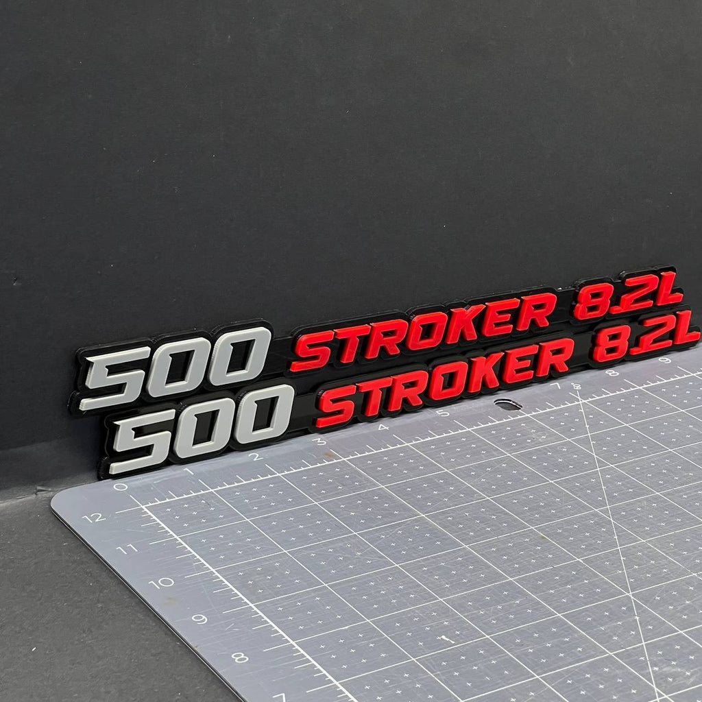 2PCS 500 STROKER 8.2L Emblems – 3D Acrylic Engine Fender Badges for Cars & Truck