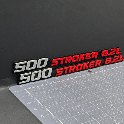 2PCS 500 STROKER 8.2L Emblems – 3D Acrylic Engine Fender Badges for Cars & Truck