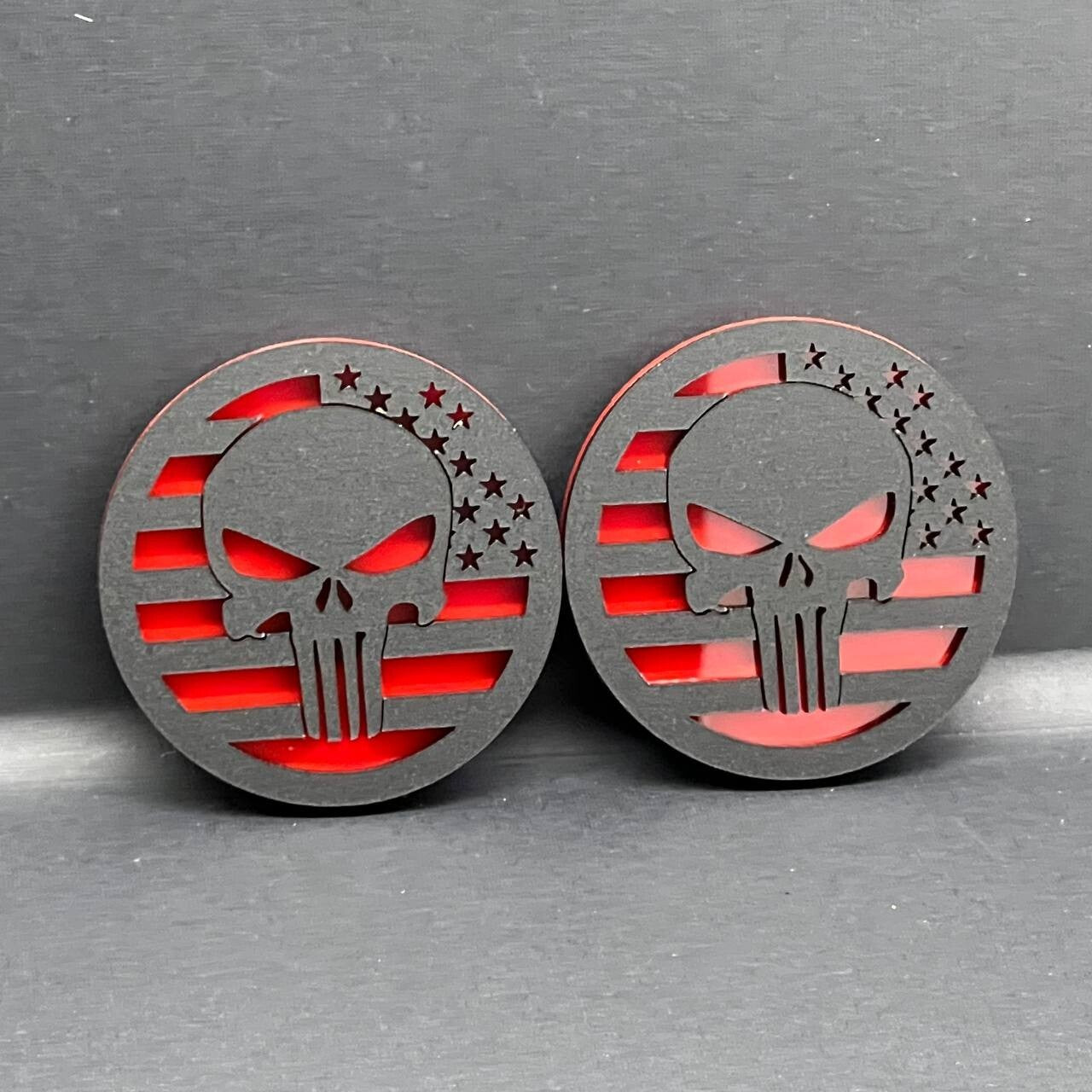 2PCS Black MATE WRANGLER GLADIATOR JL PUNISHER FENDER EMBLEM BADGE FENDER