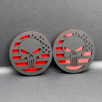 2PCS Black MATE WRANGLER GLADIATOR JL PUNISHER FENDER EMBLEM BADGE FENDER