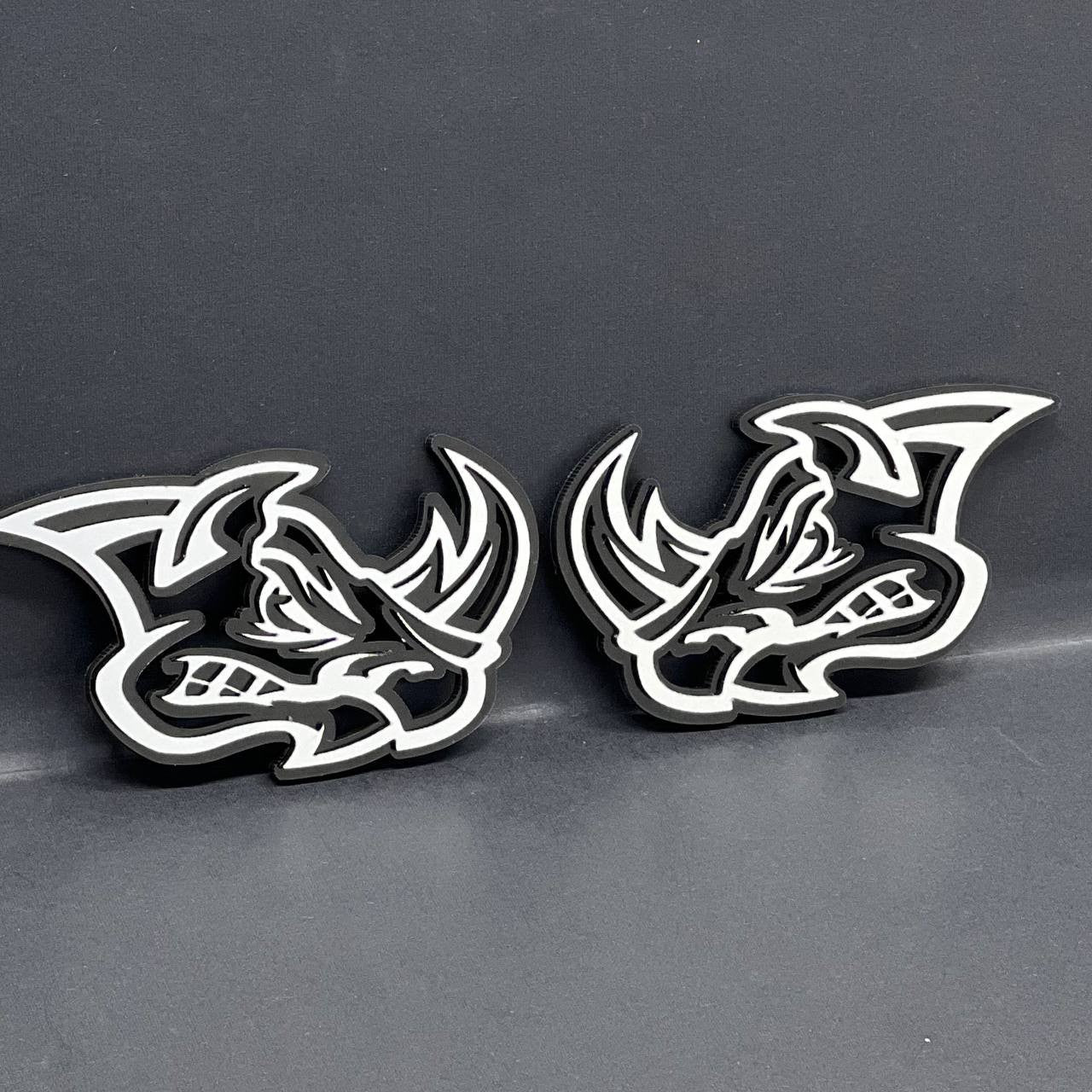 Rhino Badges – 2PCS Angry 3D Emblems for Car Truck Fender Decal