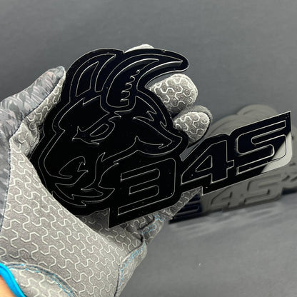 345 Angry Goat Emblem Badges (2PCS) – Aggressive Black Custom Car Fender Badge