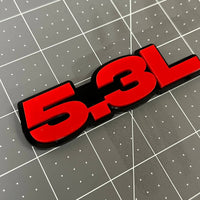 5.3L Engine 3D Acrylic Emblems – Pair of Multicolor Fender & Tailgate Badges 1pc