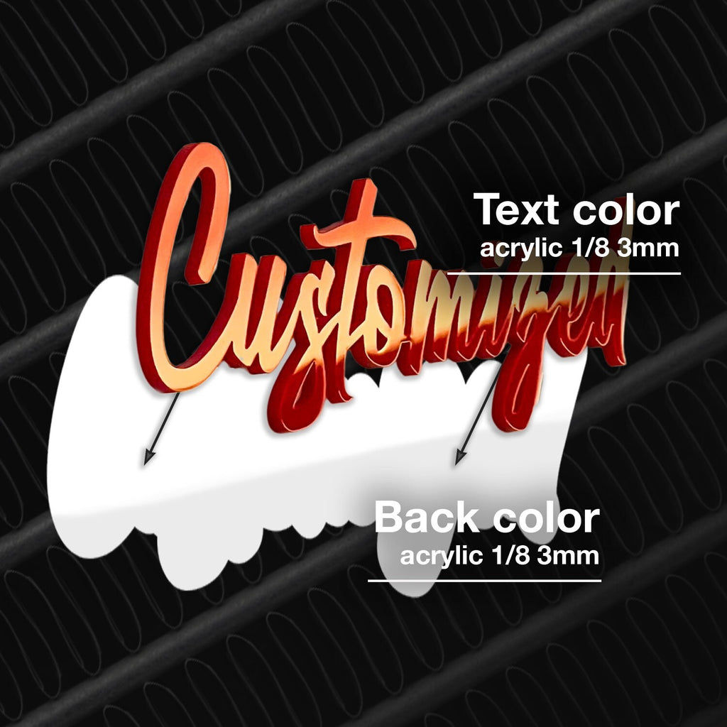 Customized Car Acrylic Emblem Badge MULTI COLOR Custom Text Names