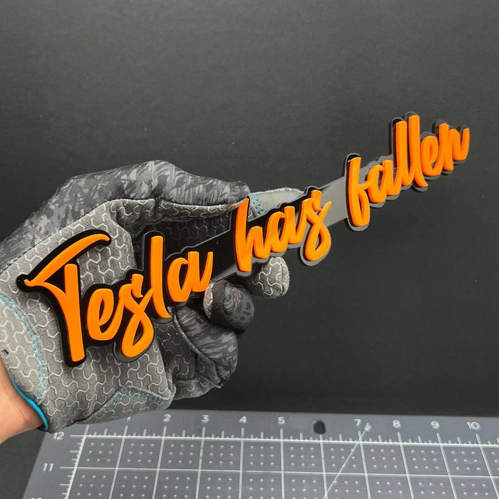 1x Tesla Has Fallen Logo Emblem Custom 3D Multicolor Acrylic Fender Trunk Badge