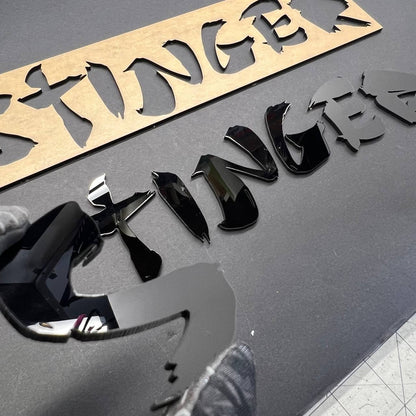 1pcs KIA STINGER Black 3D Emblem Badge – Acrylic Car Fender & Trunk Decal