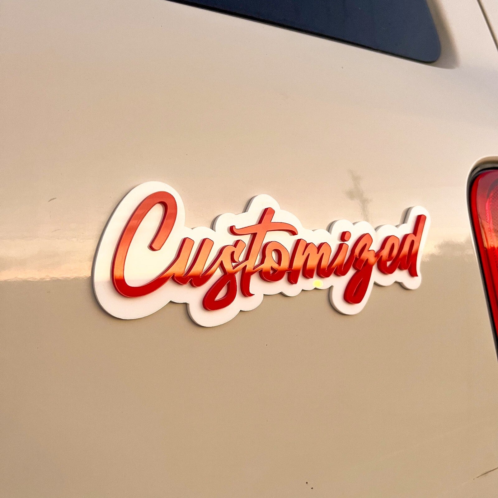 Custom Car Acrylic Emblem Badge MULTI COLOR Customized Text Names