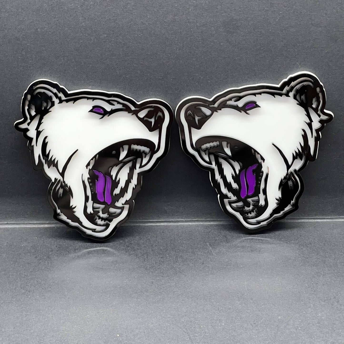 2PCS Angry Bear Emblems – Aggressive 3D Acrylic Car & Truck Fender Badges