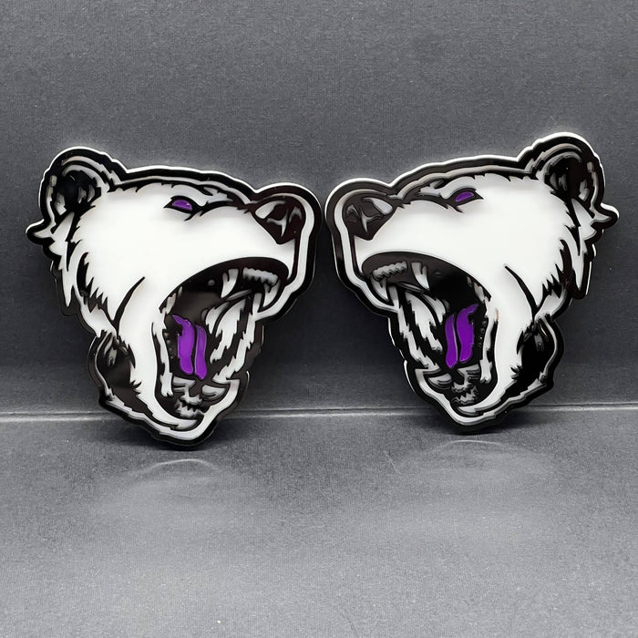 2PCS Angry Bear Emblems – Aggressive 3D Acrylic Car & Truck Fender Badges