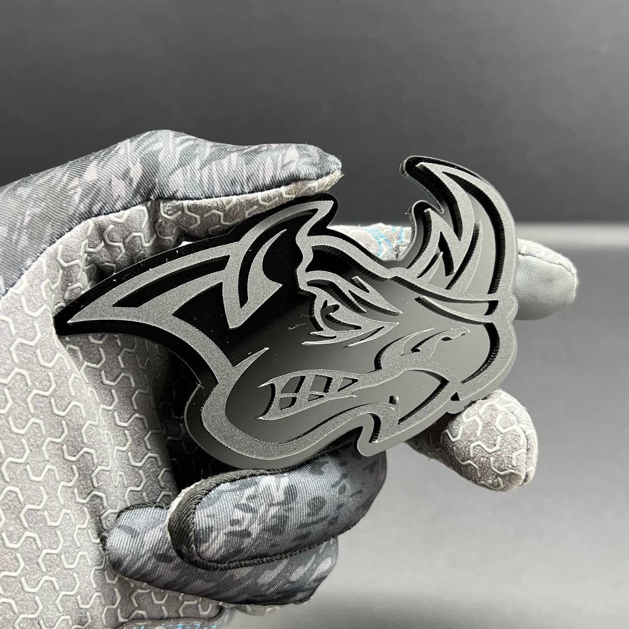 2pcs Rhino Badges Emblem Black Mate Black BADGES Fender Angry Agressive Raging