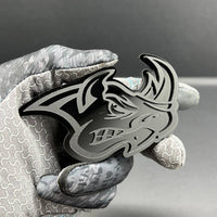2pcs Rhino Badges Emblem Black Mate Black BADGES Fender Angry Agressive Raging