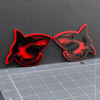 2PCS Shark Emblem Badges – 3D Aggressive Racing Style Car & Truck Fender Decals