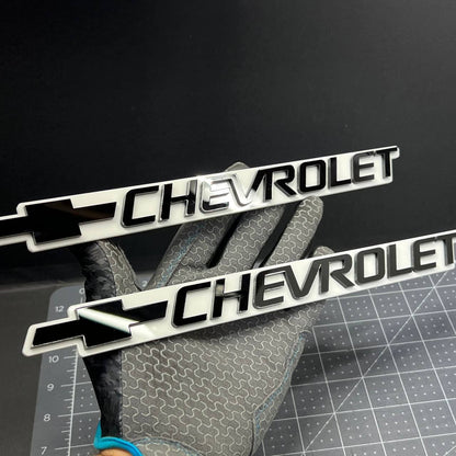 2PCS Chevrolet Emblem Badge – White & Black 3D Car Fender & Trunk Decals
