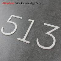 5 Inch White Acrylic Numbers For House Address Outside Modern Acrylic Sign
