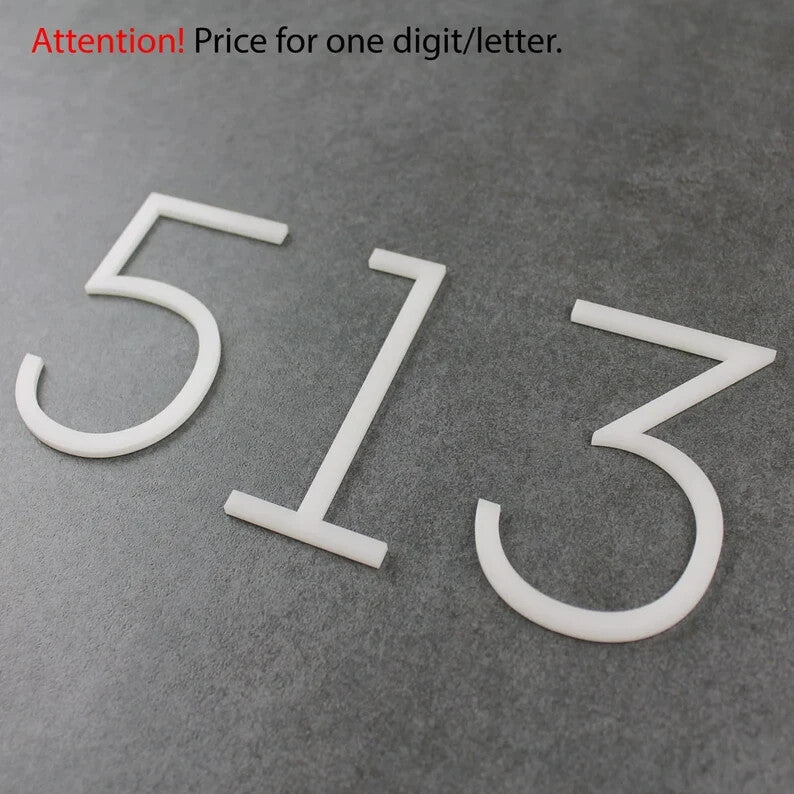 5 Inch White Acrylic Numbers For House Address Outside Modern Acrylic Sign