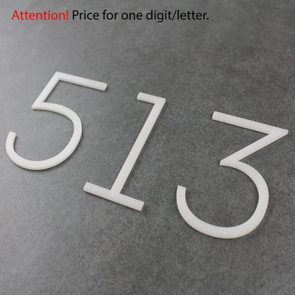 5 Inch White Acrylic Numbers For House Address Outside Modern Acrylic Sign