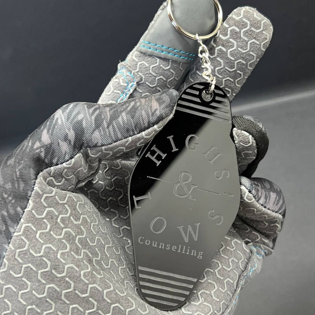 Personalized Hotel Key Tag – Black Keychain with Custom Logo & Room Number