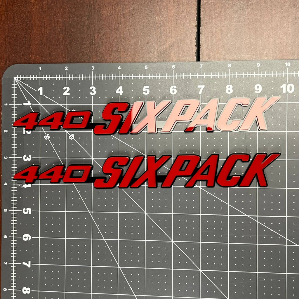 2PCS 440 SIXPACK Emblem Set – 3D Acrylic Car Truck Fender Badge Decal