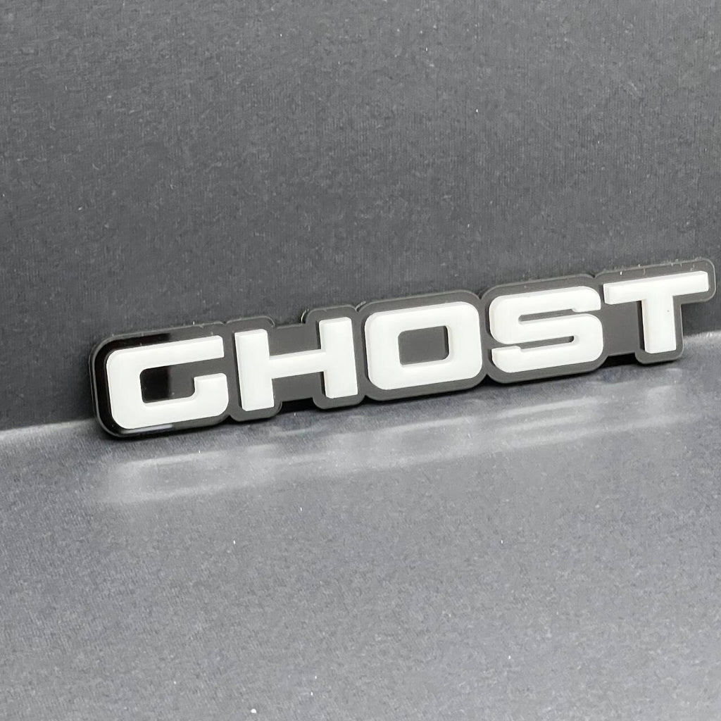 2pcs GHOST Black White Emblem Car Side Fender Grill Trunk Badge Sticker Decal