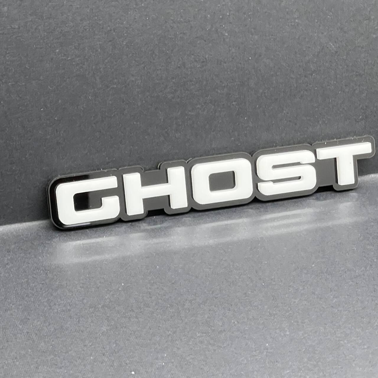2pcs GHOST Black White Emblem Car Side Fender Grill Trunk Badge Sticker Decal