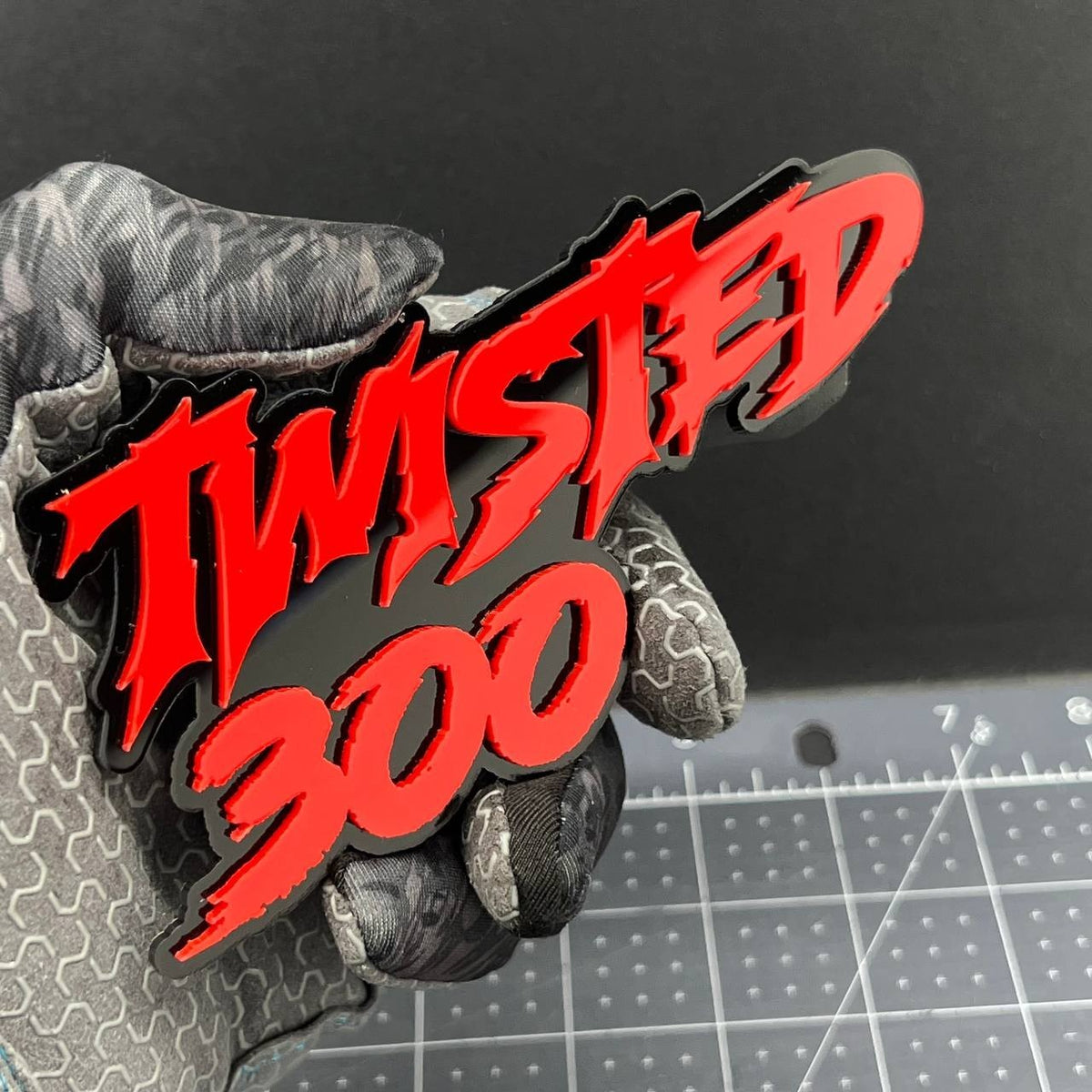 1PC Twisted 300 Emblem – 3D Multicolor Acrylic Car Badge for Fender & Tailgate