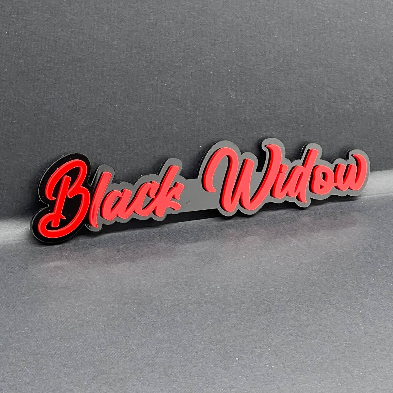 Black Widow 3D Emblem – Multicolor Acrylic Car Badge Decal (1PC)