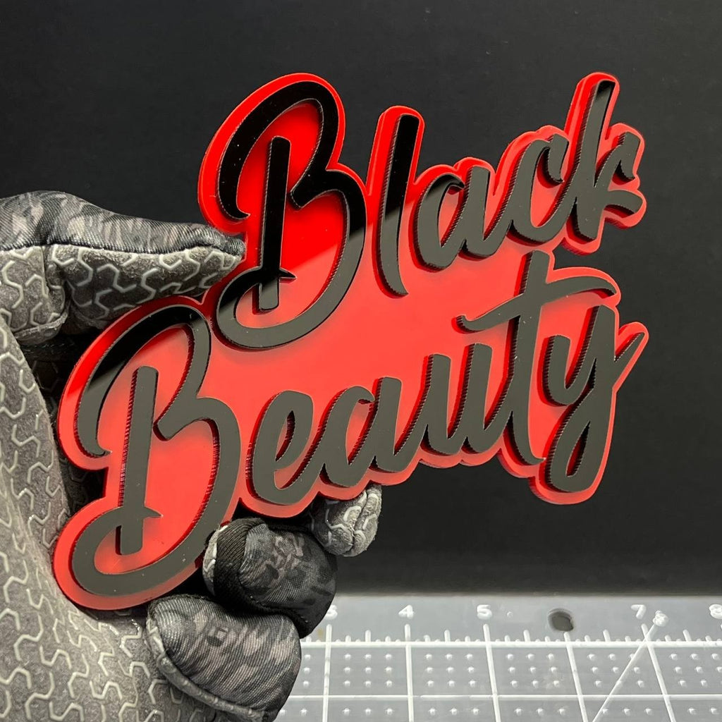 1PC Black Beauty 3D Emblem – Custom Acrylic Car Fender Trunk Badge Decal