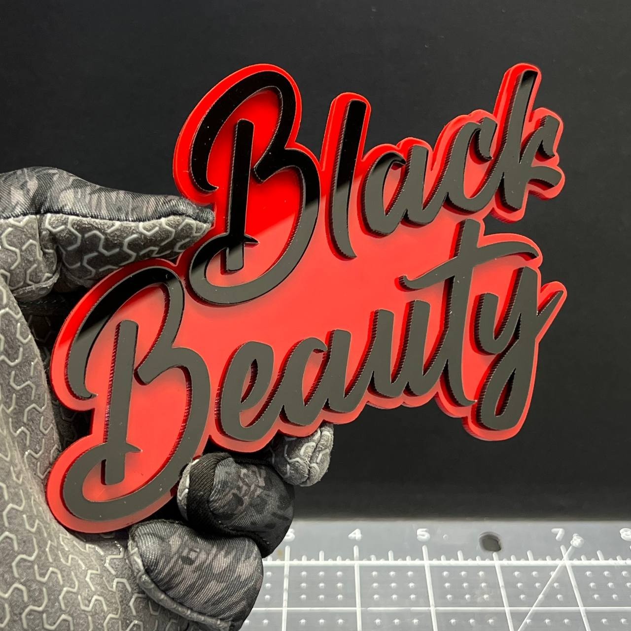 1PC Black Beauty 3D Emblem – Custom Acrylic Car Fender Trunk Badge Decal