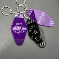 Personalized Hotel Key Tag – Black Keychain with Custom Logo & Room Number
