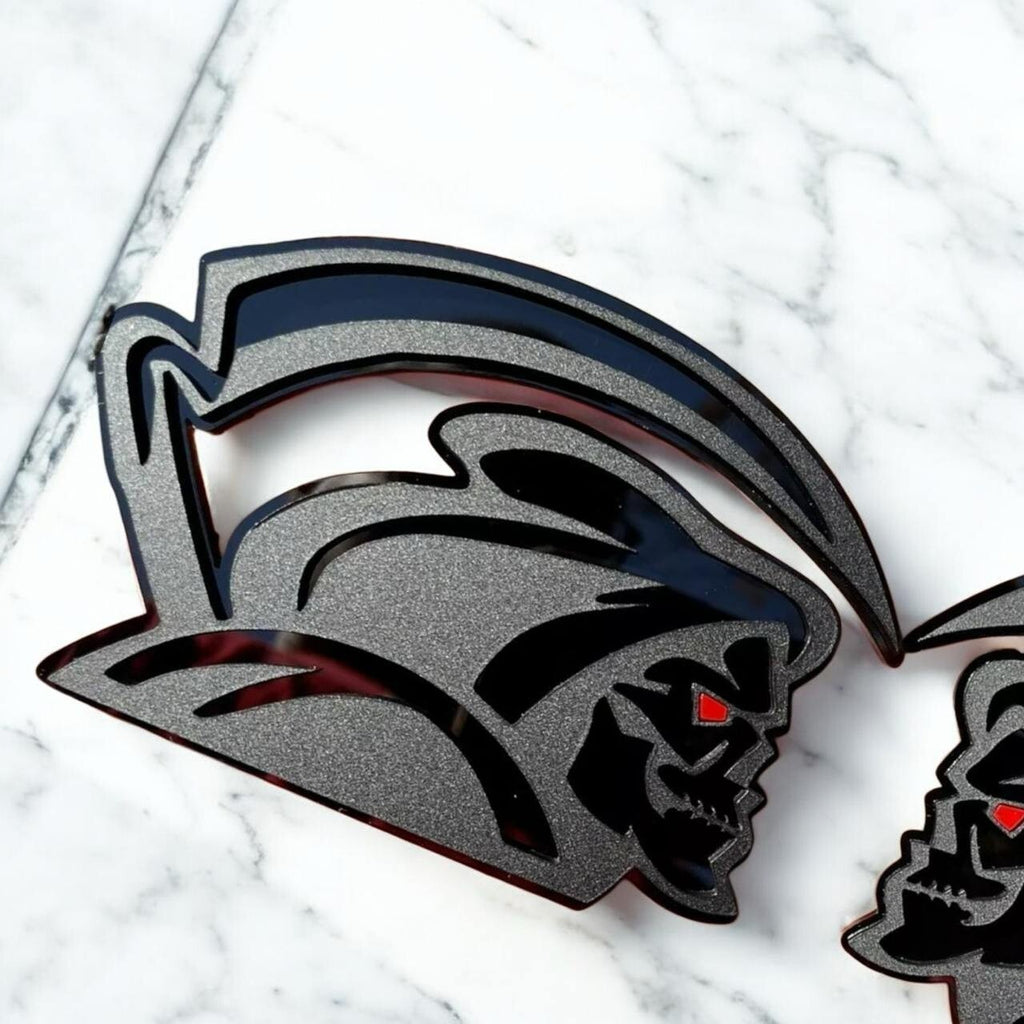 Red Eye Reaper Emblem Badge Set Matte Black Custom New
