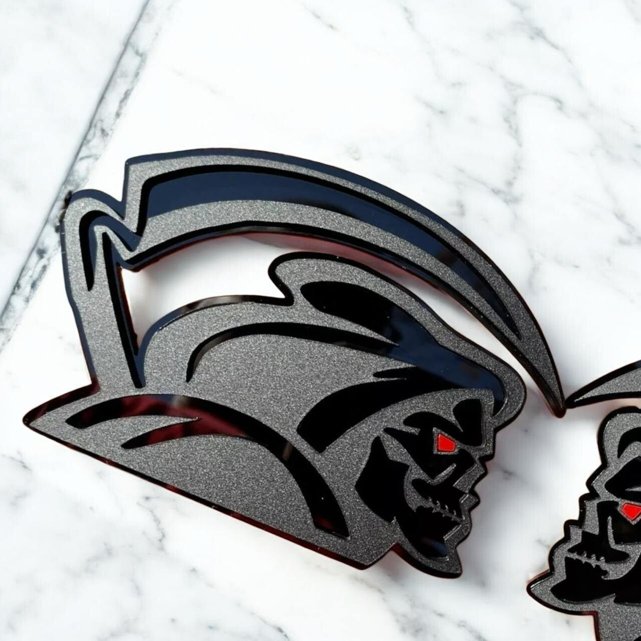 Red Eye Reaper Emblem Badge Set Matte Black Custom New