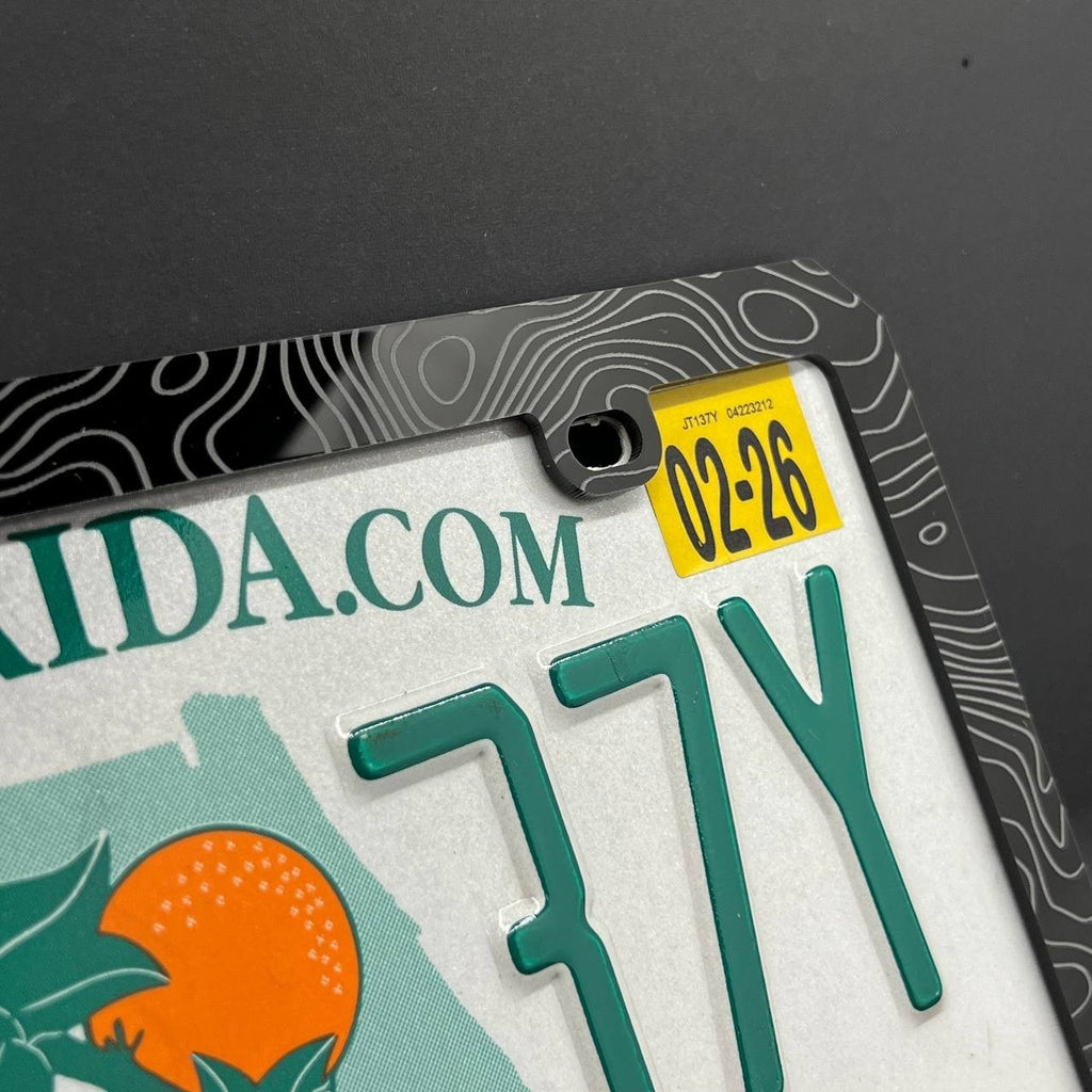 Topographic License Plate Frame Cover – Car Tag Holder for SUV, Truck, Car