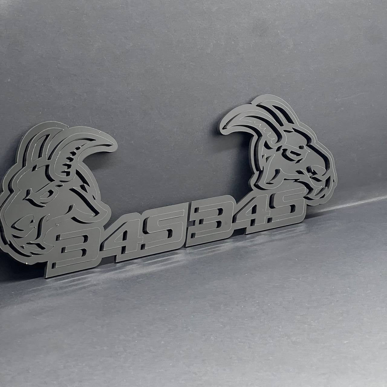 345 Angry Goat Emblem Badges (2PCS) – Aggressive Black Custom Car Fender Badge