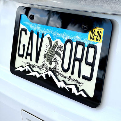 MOUNTAINS COLOR CHOICE LICENSE PLATE FRAME-HIKING-MOUNTAINS-CAMPING