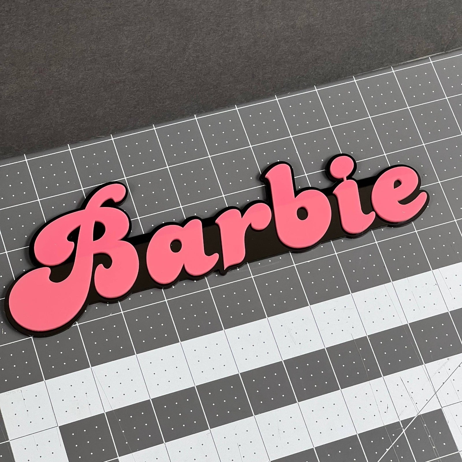1pc BARBIE Multicolor 3D Acrylic Emblem – Custom Badge for Cars, SUVs & Trucks