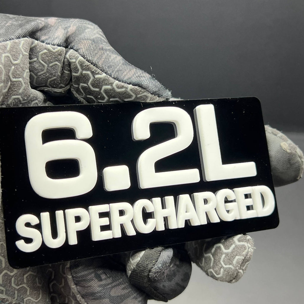 1PC 6.2L SUPERCHARGED – Acrylic Tailgate or Fender Badge for Car, SUV, Truck