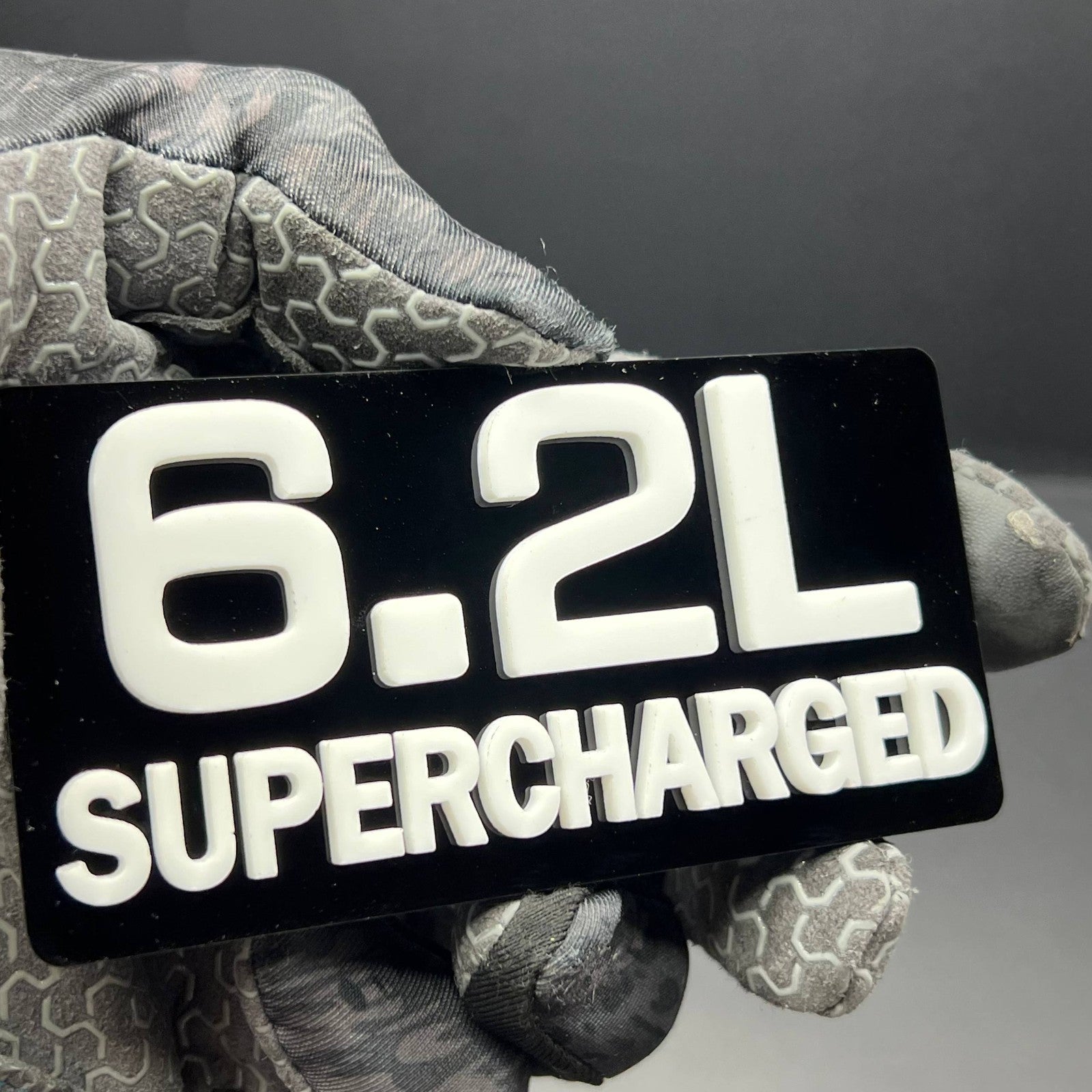 1PC 6.2L SUPERCHARGED – Acrylic Tailgate or Fender Badge for Car, SUV, Truck