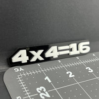 1PC 4x4=16 Emblem – 3D Acrylic Tailgate Badge Decal for Car, Truck, SUV