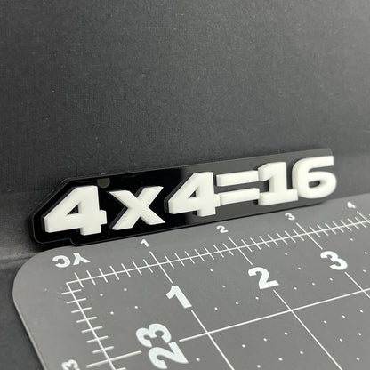 1PC 4x4=16 Emblem – 3D Acrylic Tailgate Badge Decal for Car, Truck, SUV