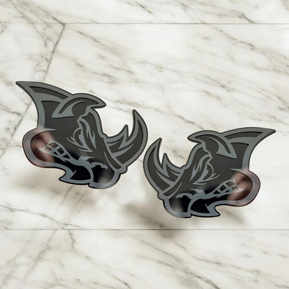 Rhino Badges Emblem Car/Truck,(2) BADGES, Fender Angry Agressive Raging
