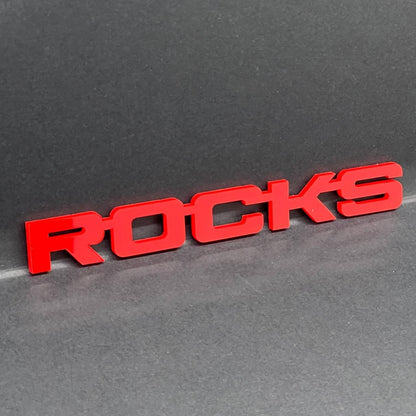 1PC ROCKS Emblem – Acrylic Tailgate or Fender Badge for Car, SUV, Truck