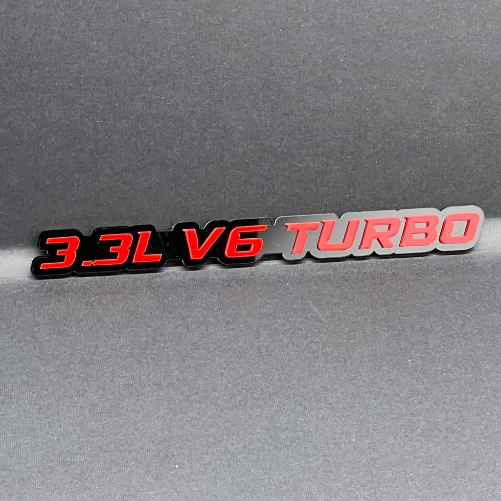 2PCS 3.3L V6 TURBO Emblems – Multicolor 3D Side Fender Badges for Cars & Trucks